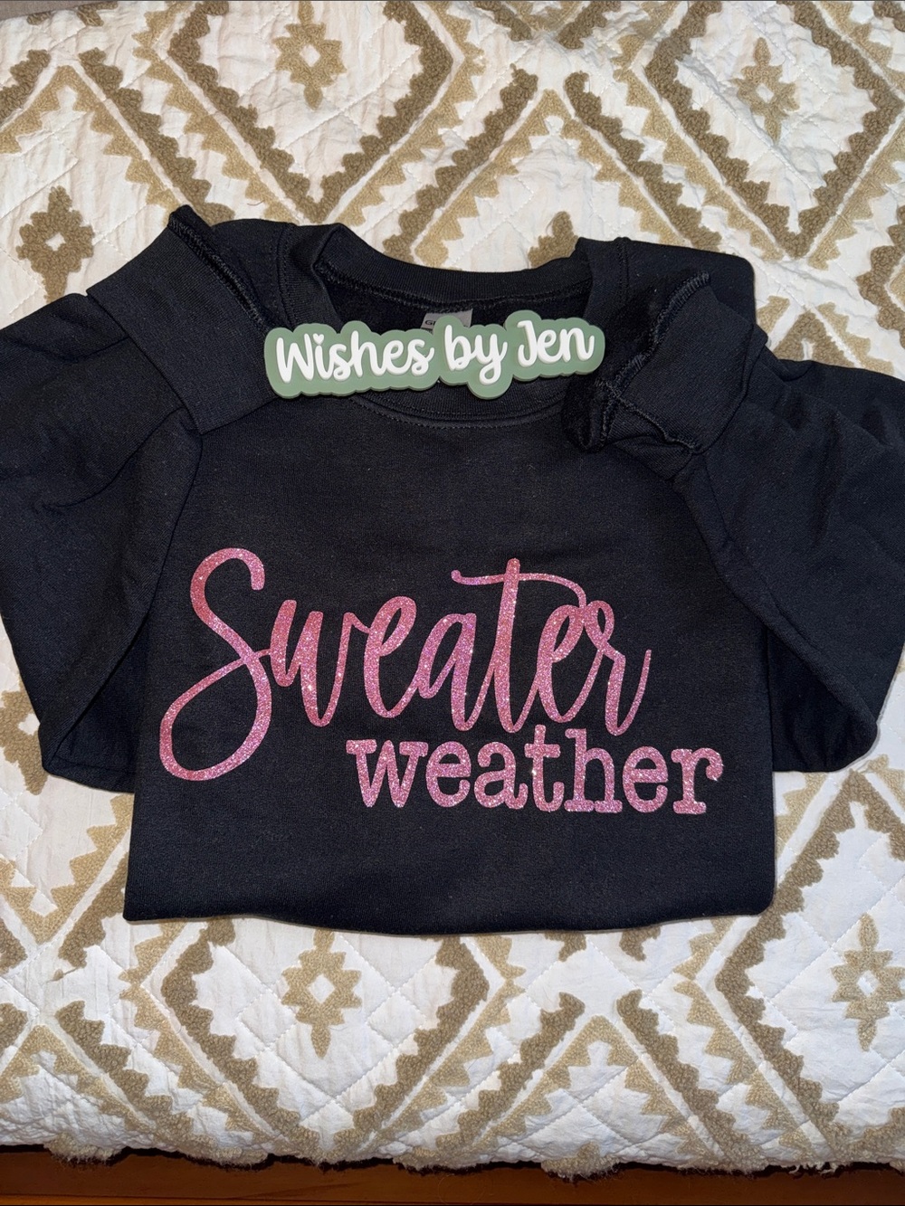 Sweater weather pink glitter design